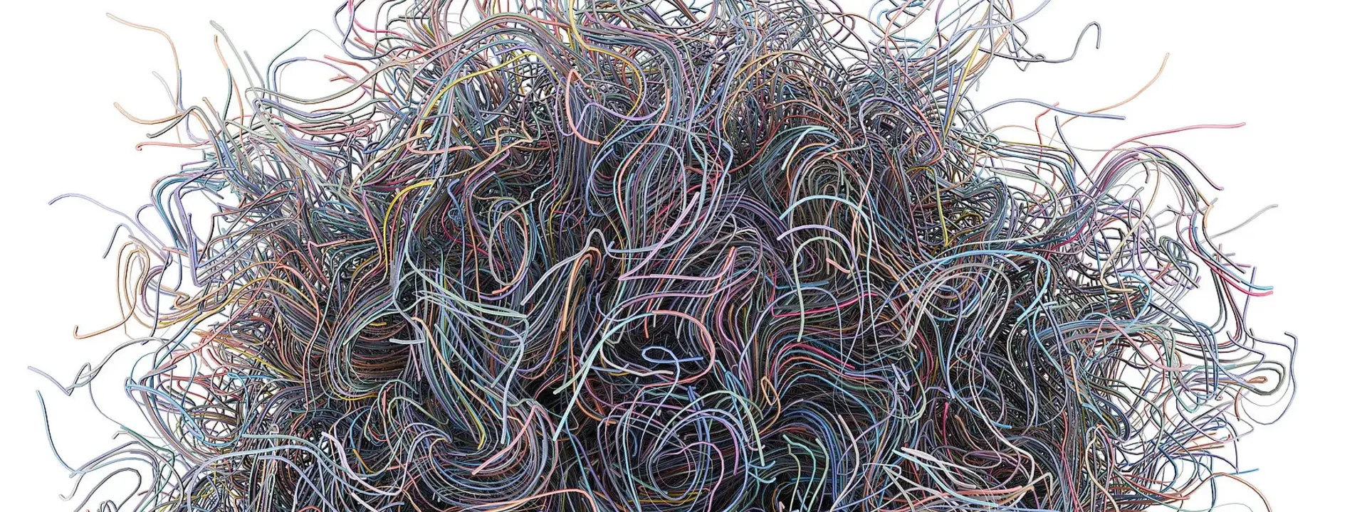 白色背景前的大量线路